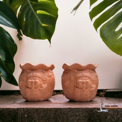Chậu Gốm Đất Nung Hình Thần Tài - Gốm Sứ Sân Vườn