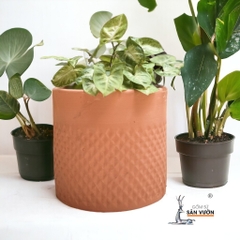 Chậu Gốm Đất Nung Vân Trụ Kim Cương  - Gốm Sứ Sân Vườn