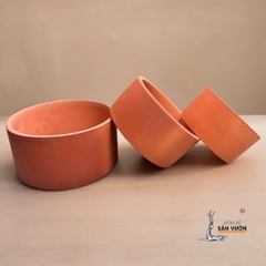 Chậu Gốm Đất Nung Dáng Trụ Lùn Trơn / Loang / Cắt Rối - Gốm Sứ Sân Vườn