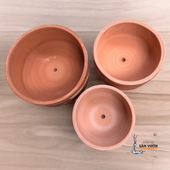 Chậu Gốm Đất Nung Dáng Trụ Lùn Trơn / Loang / Cắt Rối - Gốm Sứ Sân Vườn