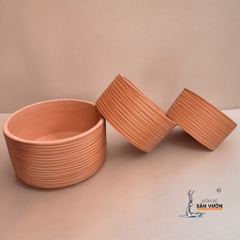 Chậu Gốm Đất Nung Dáng Trụ Lùn Trơn / Loang / Cắt Rối - Gốm Sứ Sân Vườn