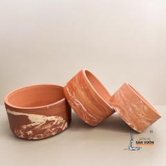 Chậu Gốm Đất Nung Dáng Trụ Lùn Trơn / Loang / Cắt Rối - Gốm Sứ Sân Vườn