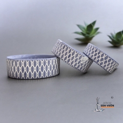 Bộ 3 Chậu Gốm Đất Nung Sọc Caro Và Gốc Cây Sơn Wax Cao Cấp - Gốm Sứ Sân Vườn