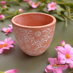 Chậu Gốm Hình Vót Vân Hoa Mặt Trời - Gốm Sứ Sân Vườn