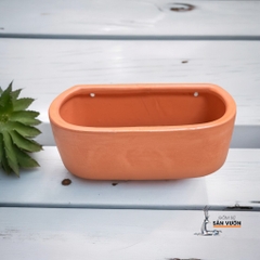 Chậu Treo Ốp Tường Gốm Đất Nung Hình Chữ Nhật Tròn - Gốm Sứ Sân Vườn