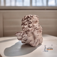 Chậu Gốm Đất Nung Hình Thiên Thần Nhỏ Chống Cằm - Gốm Sứ Sân Vườn