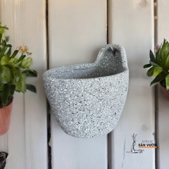 Chậu Treo Gốm Đất Nung Dáng Trứng Dẹp, Trơn - Gốm Sứ Sân Vườn