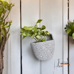 Chậu Treo Gốm Đất Nung Dáng Trứng Dẹp, Trơn - Gốm Sứ Sân Vườn