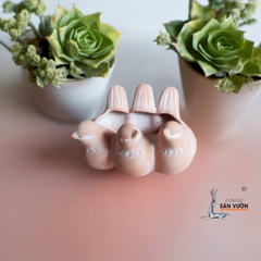 Chậu Gốm Đất Nung Hình 3 Chú Chim - Gốm Sứ Sân Vườn