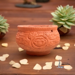 Chậu Treo Dây Gốm Đất Nung Hình Chum Hoa Văn 15 x 10cm - Gốm Sứ Sân Vườn