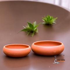 Bộ 2 Chậu Gốm Đất Nung Thau Lùn - Gốm Sứ Sân Vườn