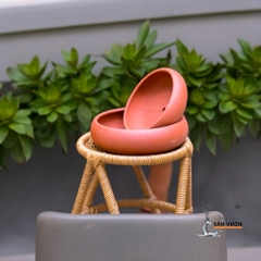 Bộ 2 Chậu Gốm Đất Nung Thau Lùn - Gốm Sứ Sân Vườn