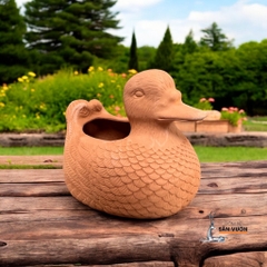 Chậu Gốm Đất Nung Hình Con Vịt Ducky - Gốm Sứ Sân Vườn