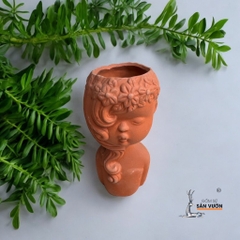 Chậu Gốm Đất Nung Hình Cô Gái Dễ Thương - Gốm Sứ Sân Vườn