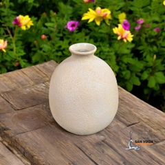 Bình Gốm Đất Nung Sơn Màu Dáng Bầu Tròn - Gốm Sứ Sân Vườn