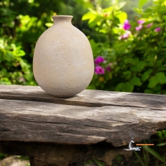 Bình Gốm Đất Nung Sơn Màu Dáng Bầu Tròn - Gốm Sứ Sân Vườn