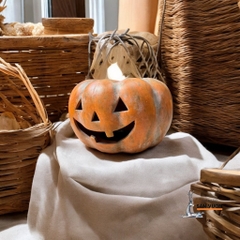 Tượng Gốm Đất Nung Bí Ngô Lùn PumKin - Gốm Sứ Sân Vườn