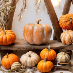 Tượng Gốm Đất Nung Bí Ngô Lùn PumKin - Gốm Sứ Sân Vườn