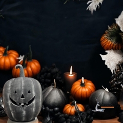 Tượng Gốm Đất Nung Hình Bí Ngô Halloween ( Size Cao ) - Gốm Sứ Sân Vườn