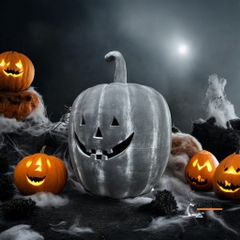 Tượng Gốm Đất Nung Hình Bí Ngô Halloween ( Size Cao ) - Gốm Sứ Sân Vườn