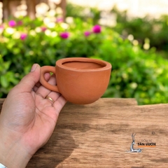 Chậu Gốm Đất Nung Hình Tách Có Quai - Gốm Sứ Sân Vườn - Chậu Trồng Sen Đá, Xương Rồng Mini Độc Lạ