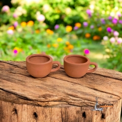 Chậu Gốm Đất Nung Hình Tách Có Quai - Gốm Sứ Sân Vườn - Chậu Trồng Sen Đá, Xương Rồng Mini Độc Lạ