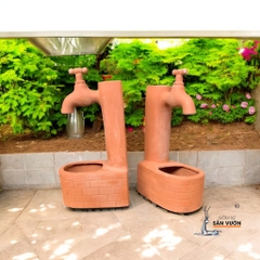 Tiểu Cảnh Thác Nước Gốm Đất Nung Hình Vòi Nước - Gốm Sứ Sân Vườn
