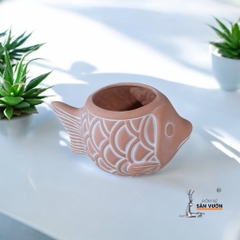 Chậu Gốm Đất Nung Hình Chú Cá - Gốm Sứ Sân Vườn