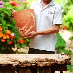 Chậu Đất Nung Size To Dáng Vót Loang Trồng Kiểng Lá - Gốm Sứ Sân Vườn