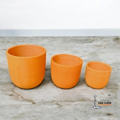 Chậu Gốm Đất Nung Dáng Trứng Vân Da Rắn - Gốm Sứ Sân Vườn