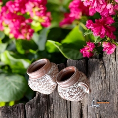 Chậu Treo Ốp Tường Gốm Đất Nung Kiểu Bình 2 Quai - Gốm Sứ Sân Vườn