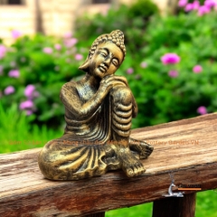 Tượng Gốm Đất Nung Hình Phật Ngồi Bó Gối - Gốm Sứ Sân Vườn