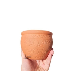 Chậu Gốm Đất Nung Trồng Cây Dáng Chum Vân Hoa - Gốm Sứ Sân Vườn