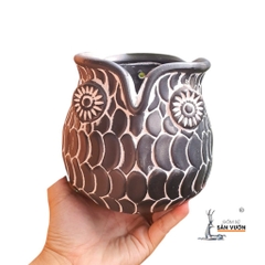 Chậu Treo Gốm Đất Nung Hình Cú - Gốm Sứ Sân Vườn