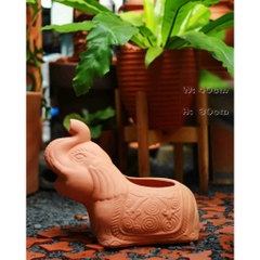 Chậu Gốm Đất Nung Hình Chú Voi Lùn - Gốm Sứ Sân Vườn - Chậu Decor Sân Vườn
