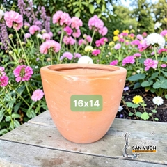 Chậu Gốm Đất Nung Miệng Giả Dáng Vót Lùn Loang Marble - Gốm Sứ Sân Vườn