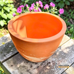 Chậu Gốm Đất Nung Miệng Giả Dáng Vót Lùn Loang Marble - Gốm Sứ Sân Vườn