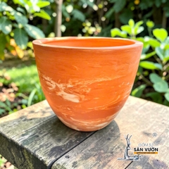 Chậu Gốm Đất Nung Miệng Giả Dáng Vót Lùn Loang Marble - Gốm Sứ Sân Vườn