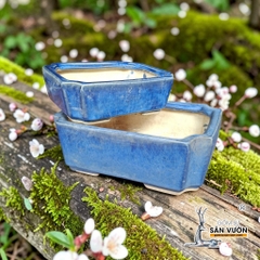Chậu Bonsai Chữ Nhật Tráng Men Xanh - Gốm Sứ Sân Vườn