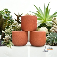 Chậu Gốm Đất Nung Dáng Trứng Vân Hoa Cúc - Gốm Sứ Sân Vườn