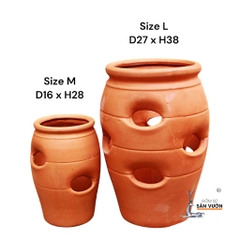 Chậu Gốm Đất Nung Hình Túi Đứng Strawberry Pot - Gốm Sứ Sân Vườn
