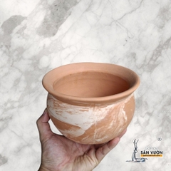 Chậu Gốm Đất Nung Dáng Thau Màu Loang Marble - Gốm Sứ Sân Vườn