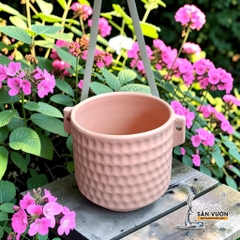 Chậu Treo Dây Dáng Trụ Vân Tròn - Gốm Sứ Sân Vườn