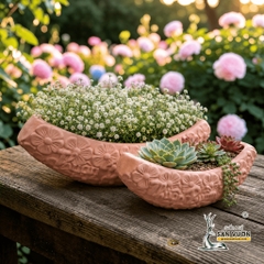 Chậu Gốm Đất Nung Thuyền Hoa Thuận Buồm Xuôi Gió - Gốm Sứ Sân Vườn