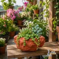 Chậu Gốm Đất Nung Hình Trái Tim Đá - Gốm Sứ Sân Vườn