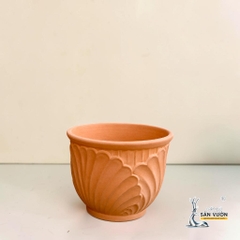 Bộ 3 Chậu Bầu Miệng Loe Họa Tiết Vỏ Sò - Gốm Sứ Sân Vườn