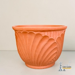 Bộ 3 Chậu Bầu Miệng Loe Họa Tiết Vỏ Sò - Gốm Sứ Sân Vườn