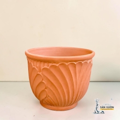 Bộ 3 Chậu Bầu Miệng Loe Họa Tiết Vỏ Sò - Gốm Sứ Sân Vườn