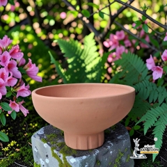 Chậu Gốm Đất Nung Hình Cúp Trơn Chân Sọc - Ngang 23cm x Cao 13.5cm - Gốm Sứ Sân Vườn