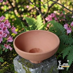 Chậu Gốm Đất Nung Hình Cúp Trơn Chân Sọc - Ngang 23cm x Cao 13.5cm - Gốm Sứ Sân Vườn